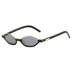 Retro small cat-eye sunglasses with black frame, marble texture accents and gold details