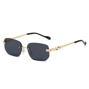 Square Rimless Sunglasses Metal Frame UV400 Protection Shades Fashion Outdoor Driving For Women Men