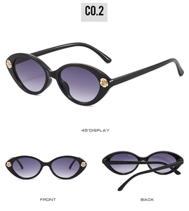 Detailed 3-angle view of kids cat-eye sunglasses with gradient lenses and gold roses