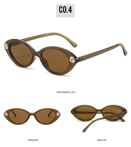 Detailed multi-angle views of olive green floral sunglasses with gold rose ornaments