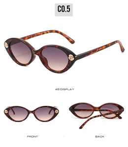 Detailed three-view shots of tortoise shell kids sunglasses with gold rose accents