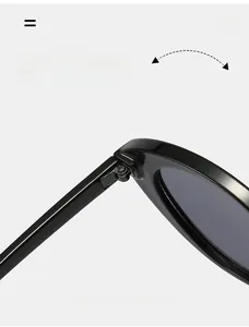 Detail of durable texture metal hinge and screw fixing on black trendy kids sunglasses