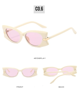 Vues multiples de lunettes papillon avec montures crème et verres roses élégants.