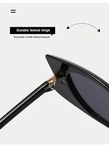Gros plan des charnières dorées renforcées sur des lunettes de soleil œil-de-chat noires