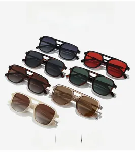 Detailed collection of polarized double-bridge square sunglasses in multiple stylish colors