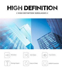 Detail of UV400 cat eye sunglasses lenses with HD vision and anti-glare technology