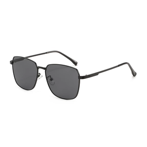 Classic large frame black men's sunglasses with slim metal temples and UV protection lens
