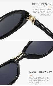 Details zu langlebigen Metallscharnieren und integrierten Nasenpads dieser Sonnenbrille