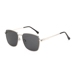 Classic oversized square sunglasses with gold metal frame and dark grey lenses for men