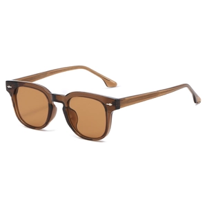 Lunettes de soleil rétro TR90 avec monture ambre translucide et verres marron foncé
