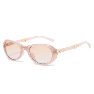 Schicke ovale klappbare Damen-Sonnenbrille mit rosa Rahmen und Verlaufsgläsern