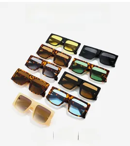 Detailed grid of oversized square Y2K sunglasses in various frame colors and lens tints