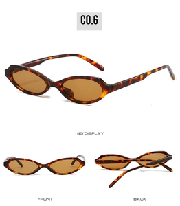 Detailed views of vintage oval sunglasses with tortoise shell frames and brown lenses