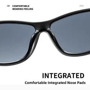 Close-up of integrated nose pads on glossy black UV protection sunglasses for comfort