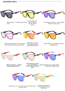 Overview of eleven colorful sport sunglasses styles with different mirror lenses