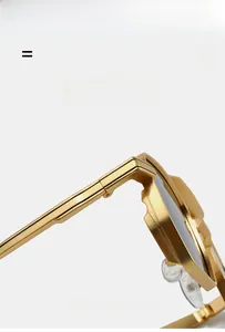 Detail of golden metal frame sunglasses showing spring hinges and soft silicone nose pads