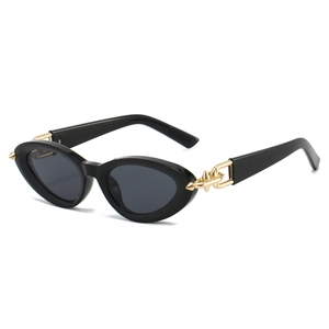 Lunettes De Soleil Oeil De Chat Monture Polycarbonate Lien Métal Protection UV400 Y2K Punk Rétro Hip Hop Unisexe