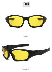 Front and 45-degree angle views of tactical sport sunglasses with yellow lenses