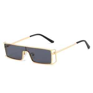 Vintage Rectangle Metal Frame Sunglasses For Women Men Fashion UV400 Protection One-Piece Lens Streetwear Sun Glasses