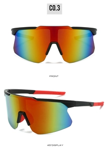 Vues de face et à 45 degrés de lunettes de cyclisme noir mat avec verres dégradés colorés