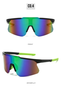 Vue de face et latérale de lunettes de cyclisme sport avec verres arc-en-ciel