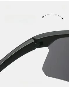 Gros plan des charnières durables sur des lunettes de cyclisme noires mates