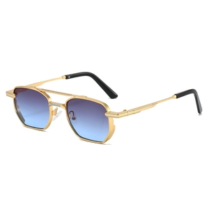Polygon Sunglasses Metal Frame Double Bridge Retro Fashion UV400 Protection Outdoor Shades For Men Women