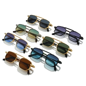 Modern square metal frame sunglasses for men in various colors for outdoor sun protection