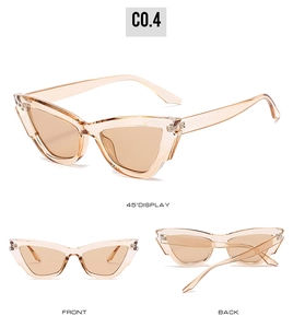 Detailed multi-angle views of champagne cat eye sunglasses showing front and side profiles