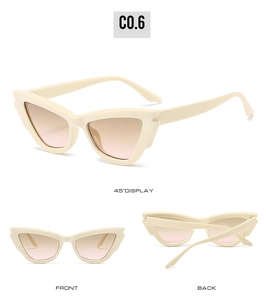 Multi-angle view of retro cream cat eye sunglasses with gradient lenses