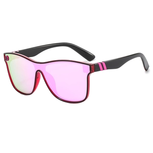 Fashionable oversized LED glowing sunglasses with pink neon light and futuristic red frames