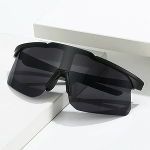 Lunettes de soleil de cyclisme noir mat avec grand écran pour sport et protection UV