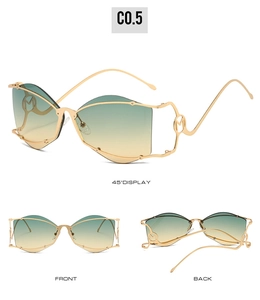 Lunettes de soleil sans monture avec charnière M et verres dégradés vus sous trois angles