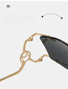 Vue macro des charnières en métal doré et détails géométriques de la branche de lunettes