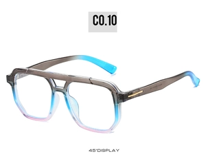 45-degree angle display of gradient pilot sunglasses frame with double bridge design