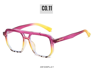 Detail of double bridge aviator sunglasses with pink to yellow gradient frames