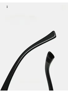 Detailed close-up of glossy black curved temple tips for ergonomic comfort and fit