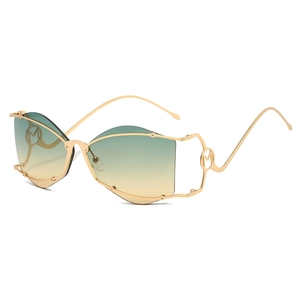 Lunettes De Soleil À Monture Irrégulière Métal Protection UV400 Mode Hip Hop Lunettes Femmes Décoration Lettre M