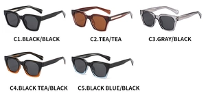 Detailed selection of square polarized sunglasses in five diverse candy color combinations