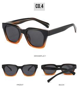 Detail view of olive green retro square sunglasses with multi-angle frame display