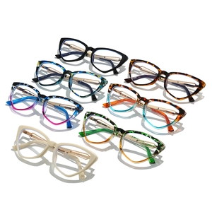 Cat eye anti-blue light glasses frames in multiple colors with geometric design