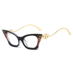 Cat eye glasses frames with tortoise shell finish and gold metal double heart temples