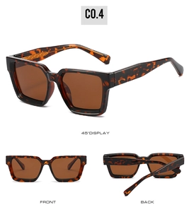 Macro detail of tortoiseshell square polarized sunglasses with thick brown acetate frames