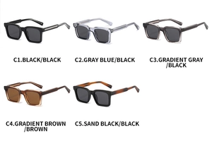 Grid view of classic square polarized sunglasses in five versatile frame color options