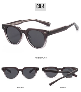 Detailansicht der quadratischen Vintage-Polarisationssonnenbrille mit braunem Farbverlauf