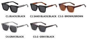 Aperçu détaillé des lunettes de soleil polarisées carrées en cinq options de couleurs
