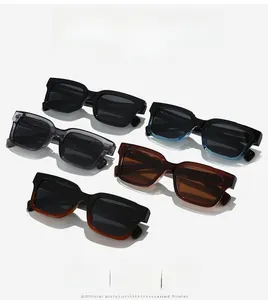Close-up of square oversized sunglasses showing multiple gradient and candy color options