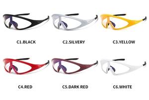 Grid view of polarized cycling sunglasses in black, silver, yellow, red, and white colors