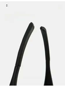 Detail view of matte black curved sunglasses legs for comfortable and secure wearing
