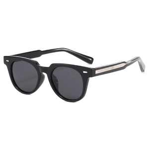 Klassische schwarze Polarisierte Sonnenbrille im Quadrat-Design mit silbernen Bügeln